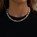 Iced Plain Multi Size Ball Chain Necklace in Yellow Gold