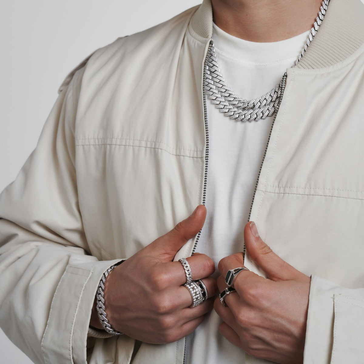 Prong Link Iced Cuban (Silver) 12mm