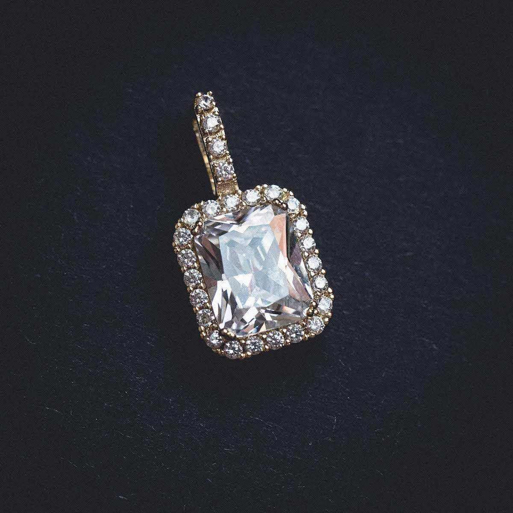 Micro Diamond Stone Pendant in Yellow Gold