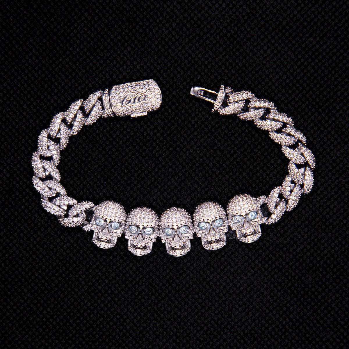 Iced Skull Bracelet in White Gold