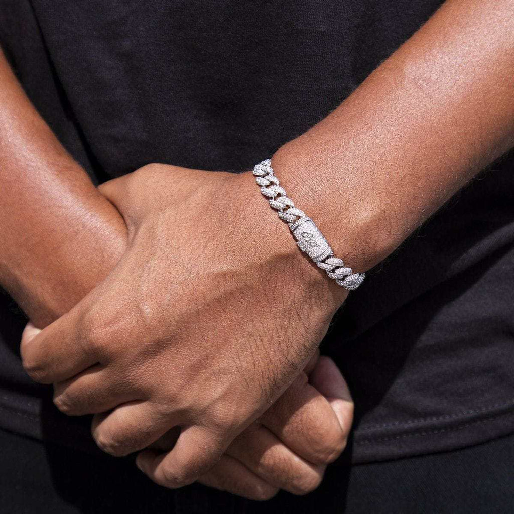 Iced Skull Bracelet in White Gold