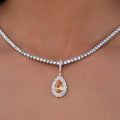 Micro Iced Teardrop Rock Pendant in White Gold