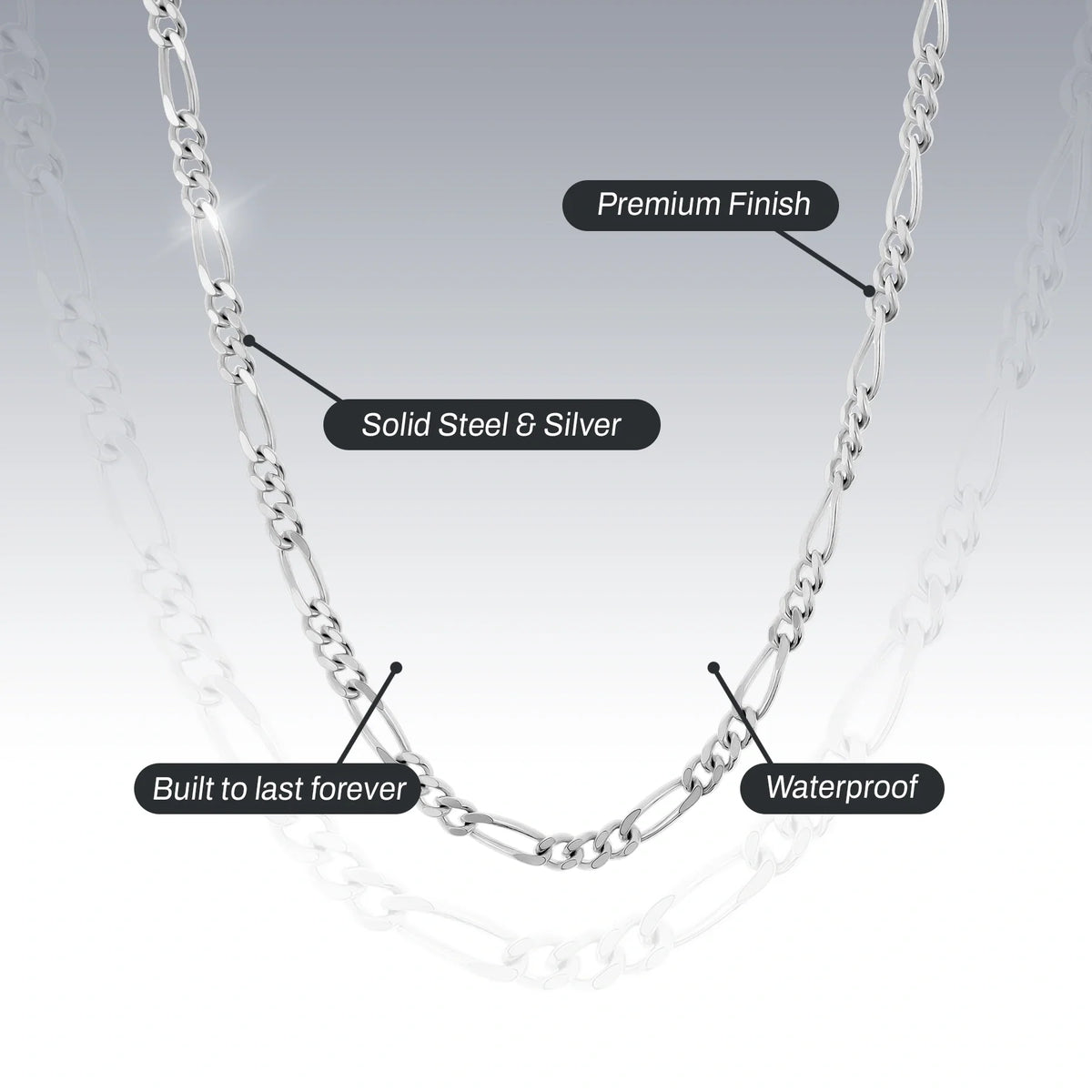 STERLING SILVER FIGARO CHAIN