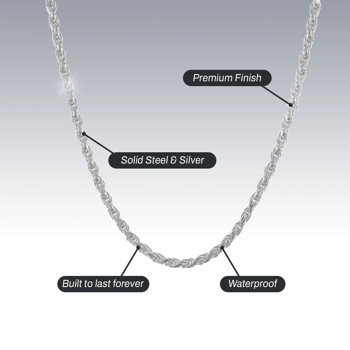 STERLING SILVER ROPE CHAIN