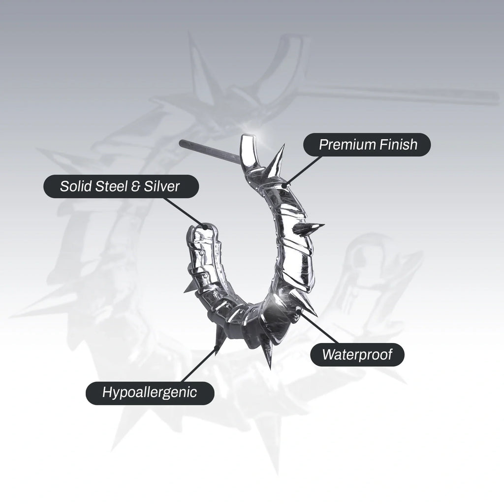 ARMORED OPEN HOOP EARRING