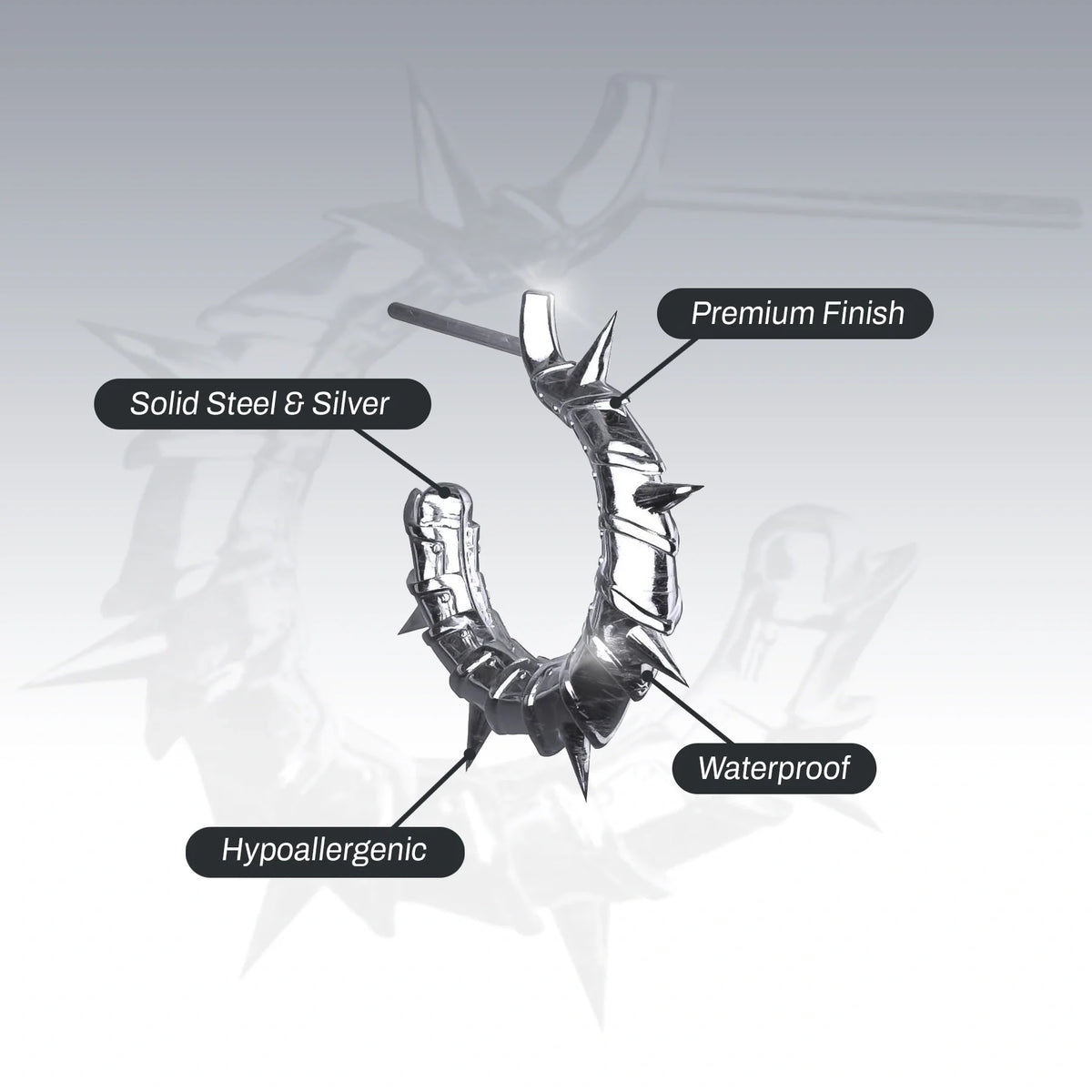 ARMORED OPEN HOOP EARRING