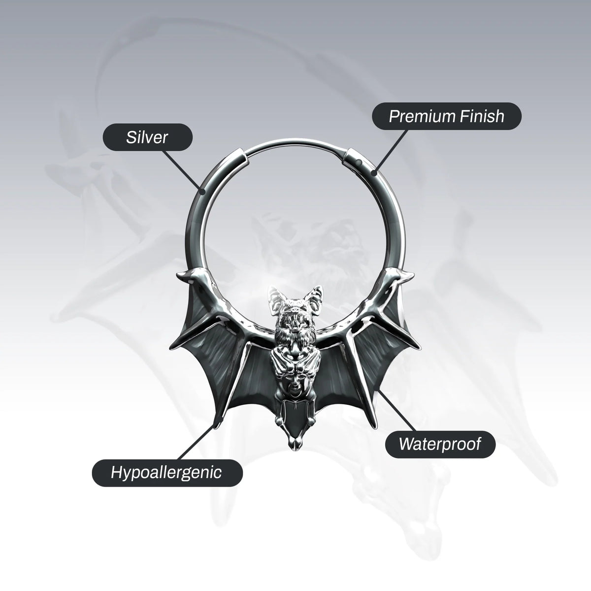 BAT HOOP EARRING