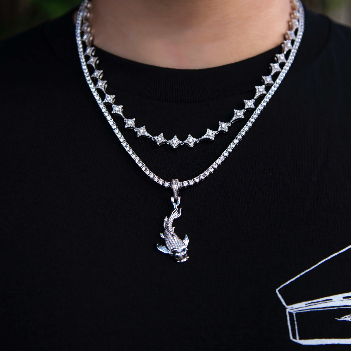 Koi Pendant - White Gold