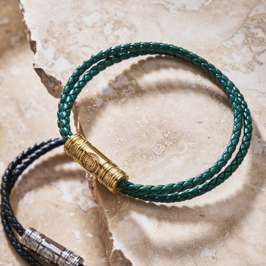 Green Leather Wrap Bracelet