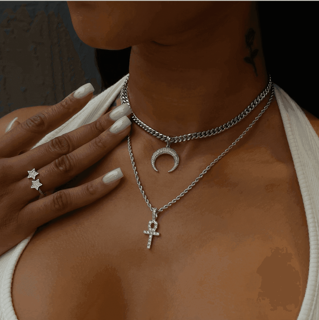 2 Chains + 2 Pendants - White Gold