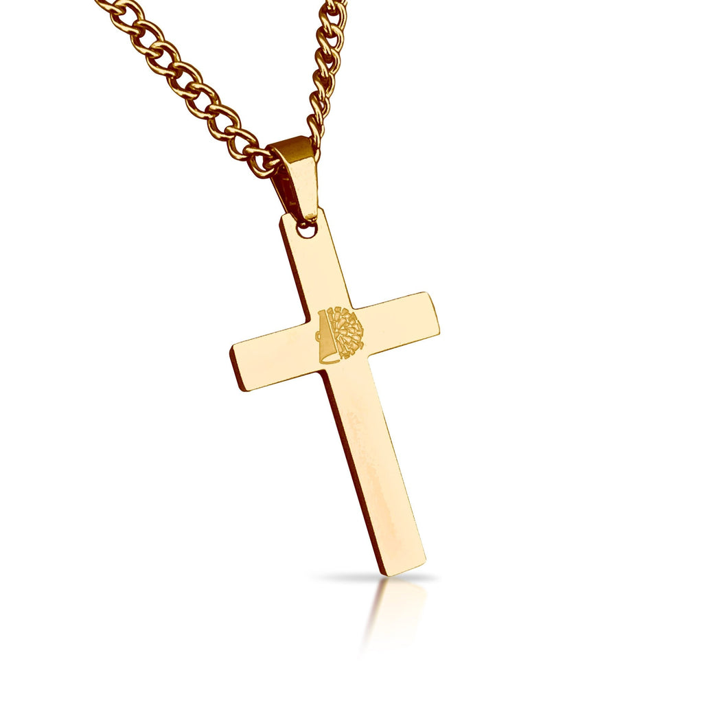 Cheerleading Cross Pendant Necklace - 14K Gold Plated Stainless Steel