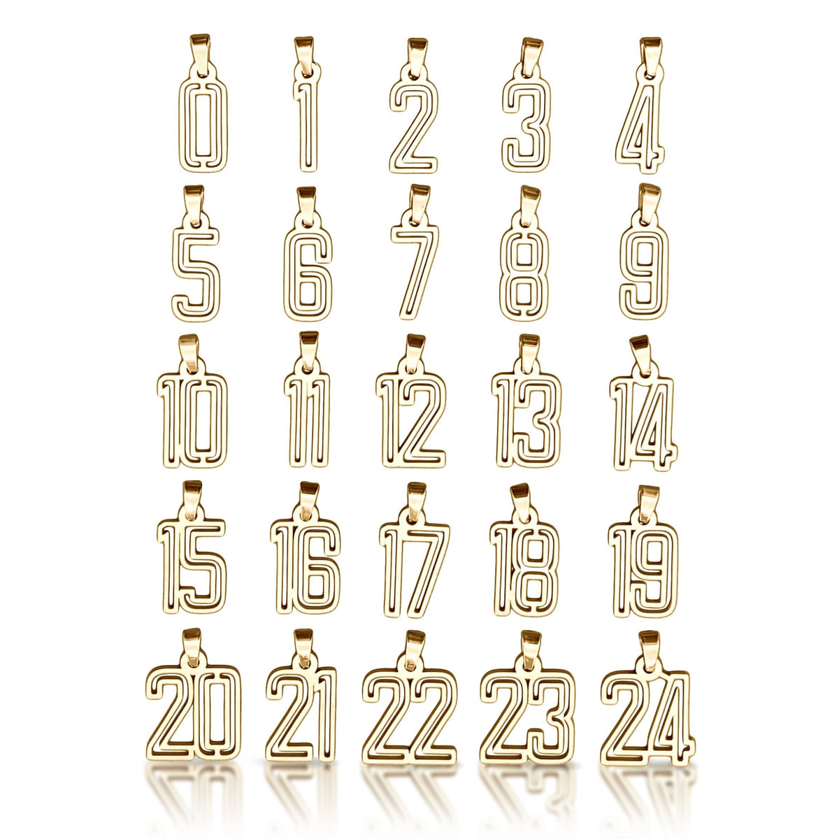 Varsity Number Pendant Necklace - 14K Gold Plated Stainless Steel