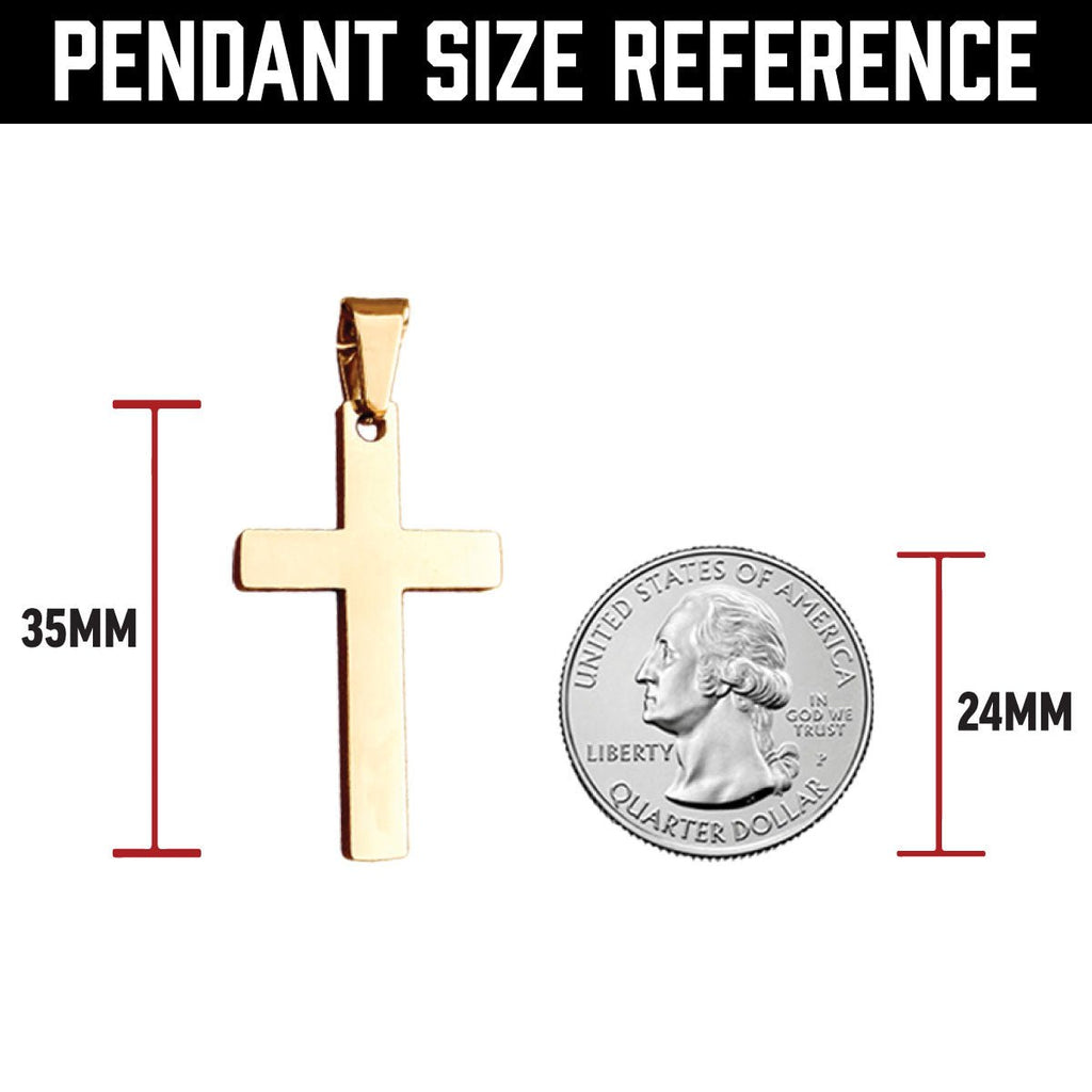 Dance Cross Pendant Necklace - 14K Gold Plated Stainless Steel