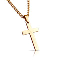 Cross Pendant Necklace - 14K Gold Plated Stainless Steel