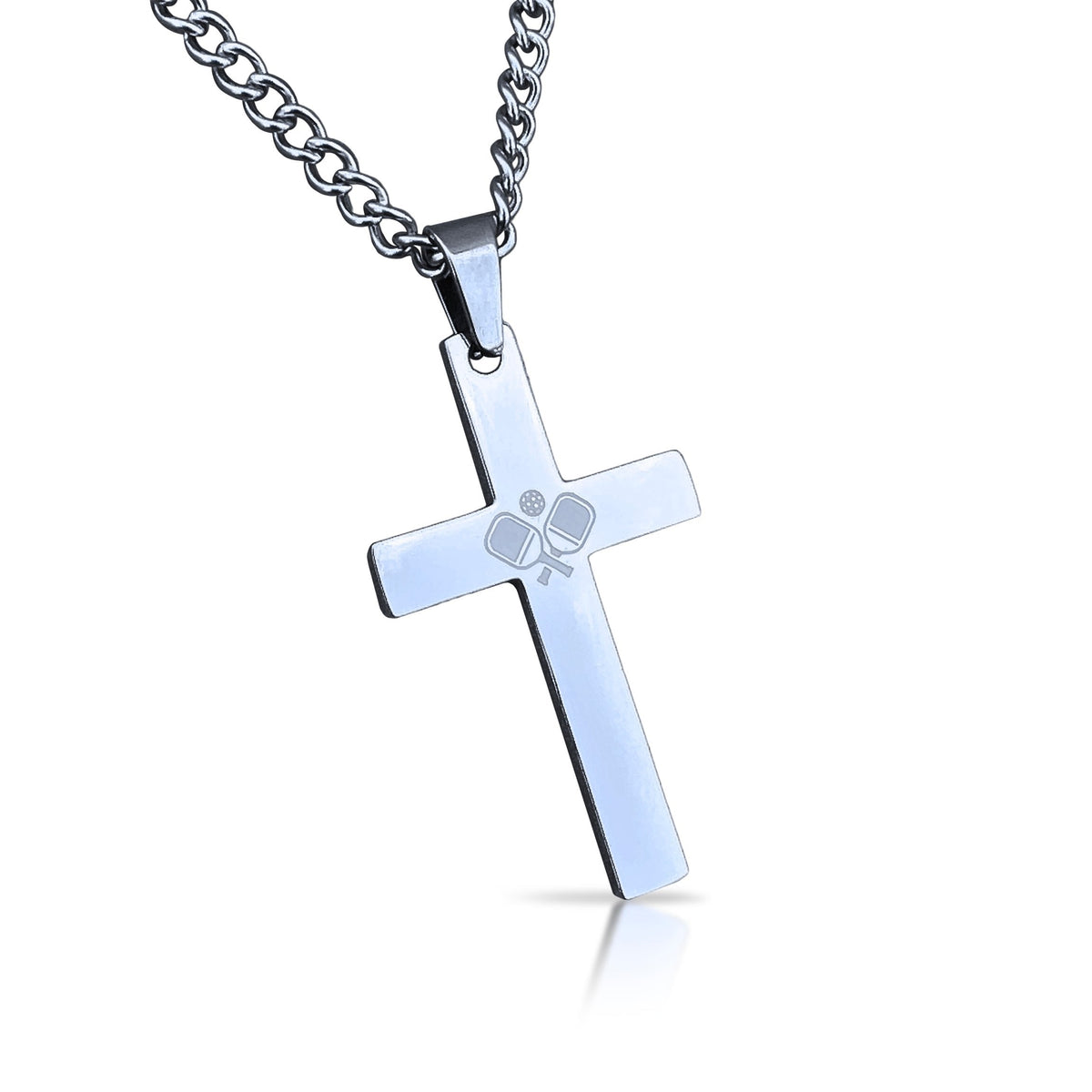 Pickleball Cross Pendant Necklace - Stainless Steel