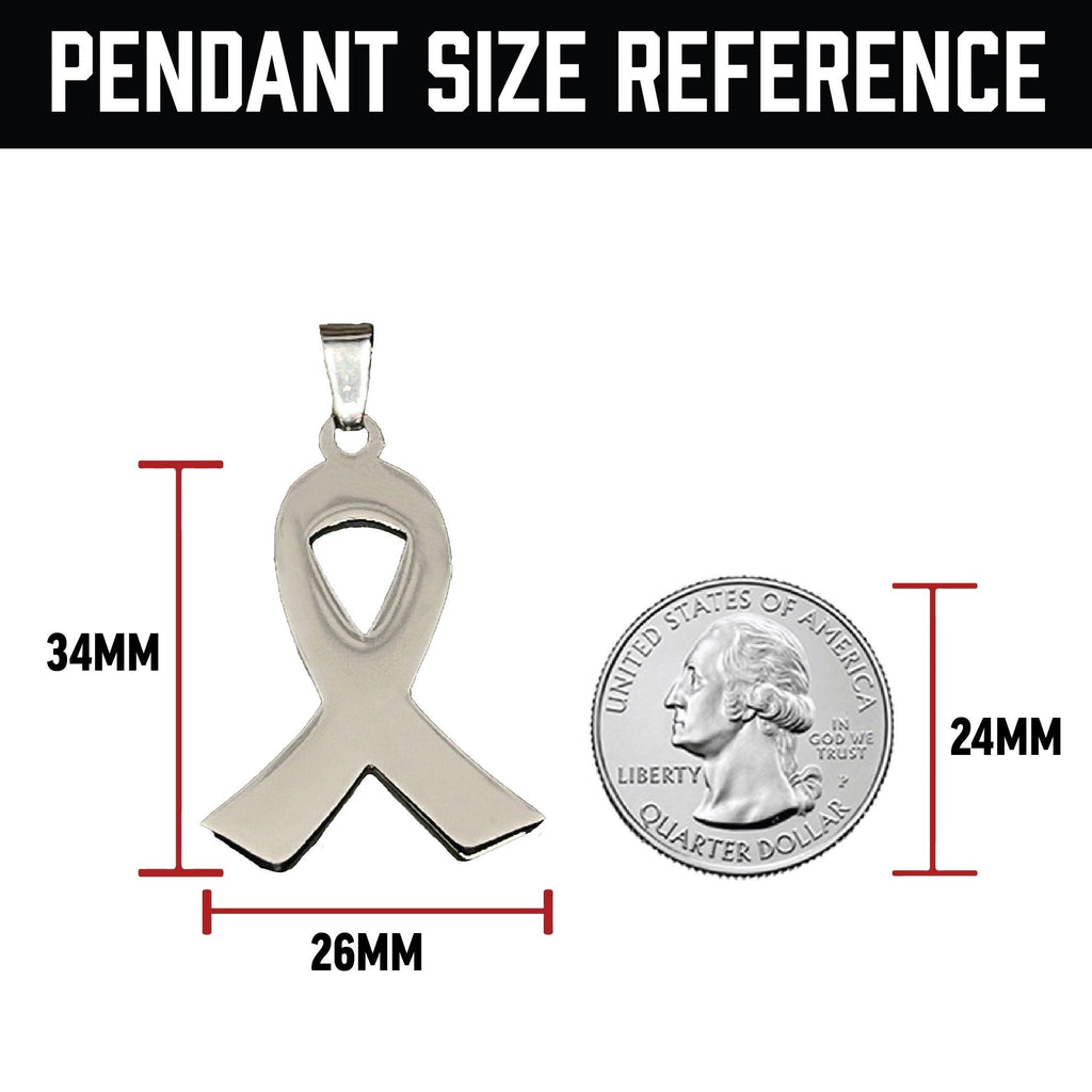 Cancer Ribbon Pendant Necklace - Stainless Steel