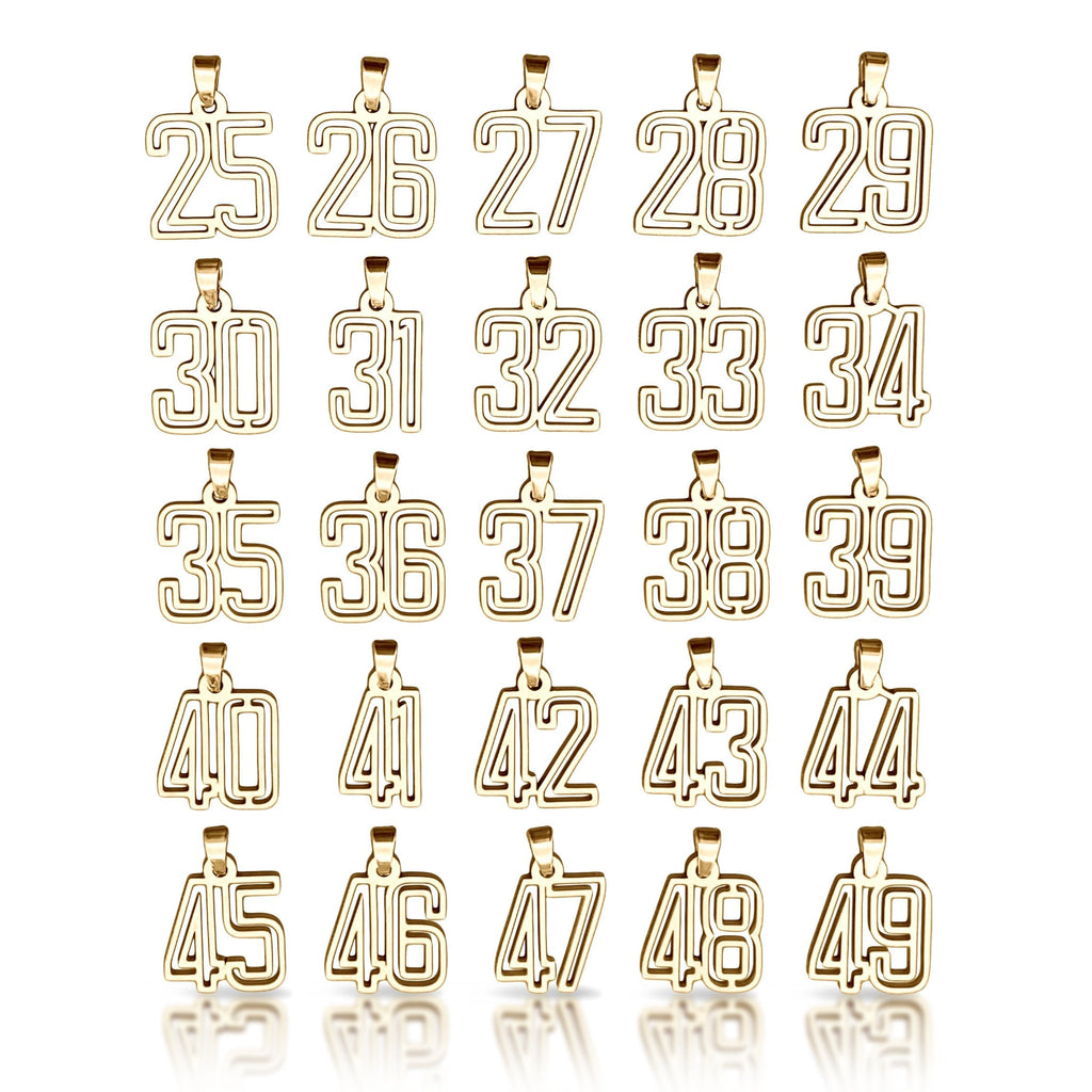 Varsity Number Pendant Necklace - 14K Gold Plated Stainless Steel