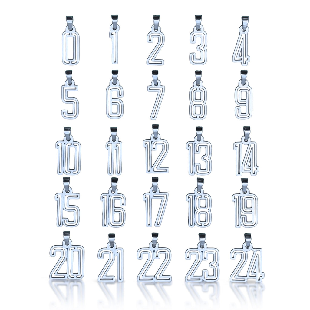 Varsity Number Pendant Necklace - Stainless Steel
