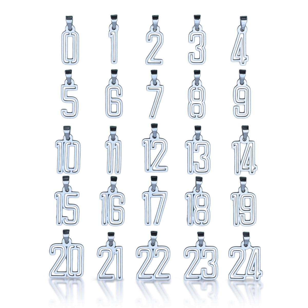 Varsity Number Pendant Necklace - Stainless Steel