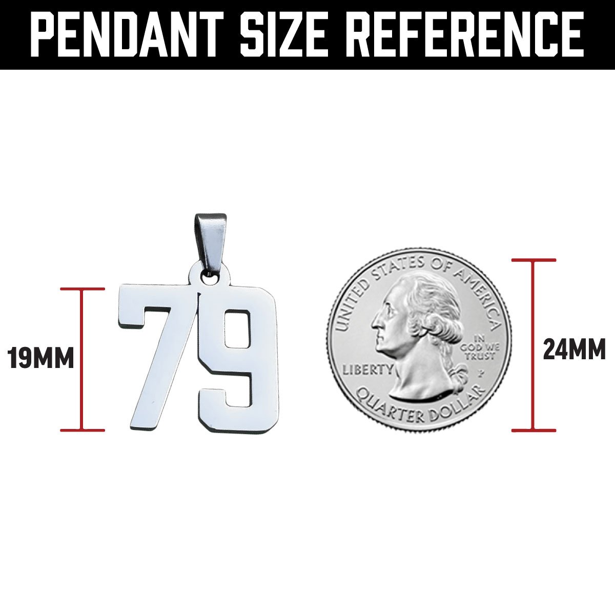 Custom Number Pendant Necklace - Stainless Steel