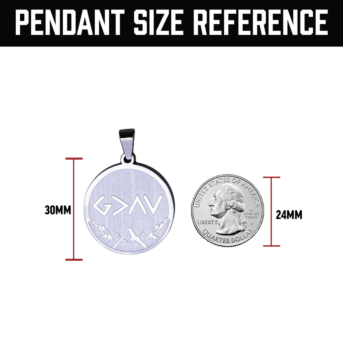 Pro God Is Greater Than The Highs and Lows Pendant Necklace - Stainless Steel