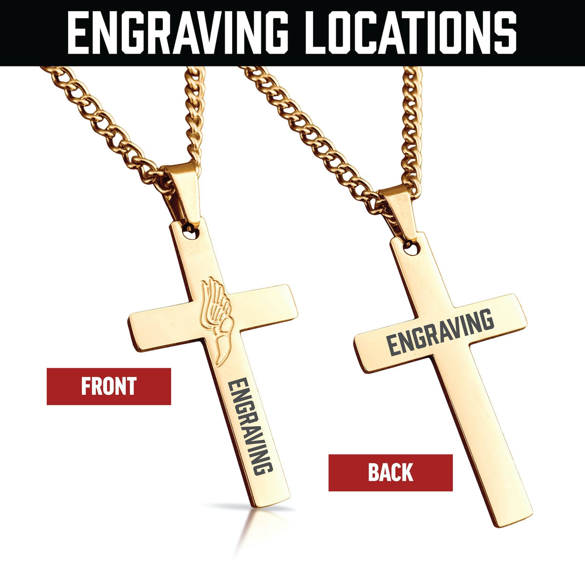 Track & Field Cross Pendant Necklace - 14K Gold Plated Stainless Steel