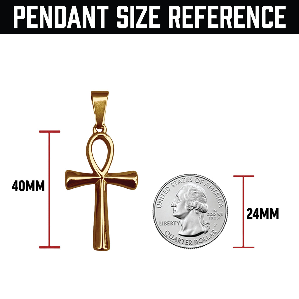 Pro Ankh Cross Pendant Necklace - 14K Gold Plated Stainless Steel