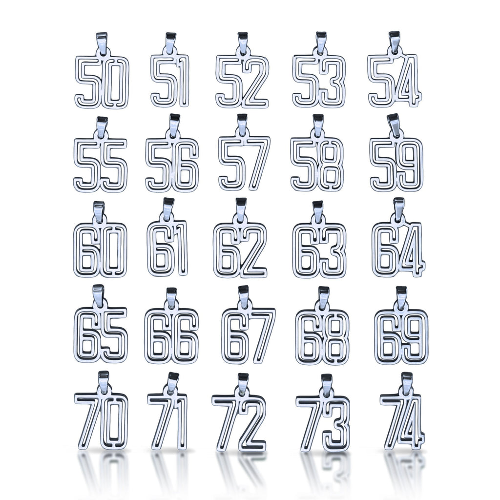 Varsity Number Pendant Necklace - Stainless Steel