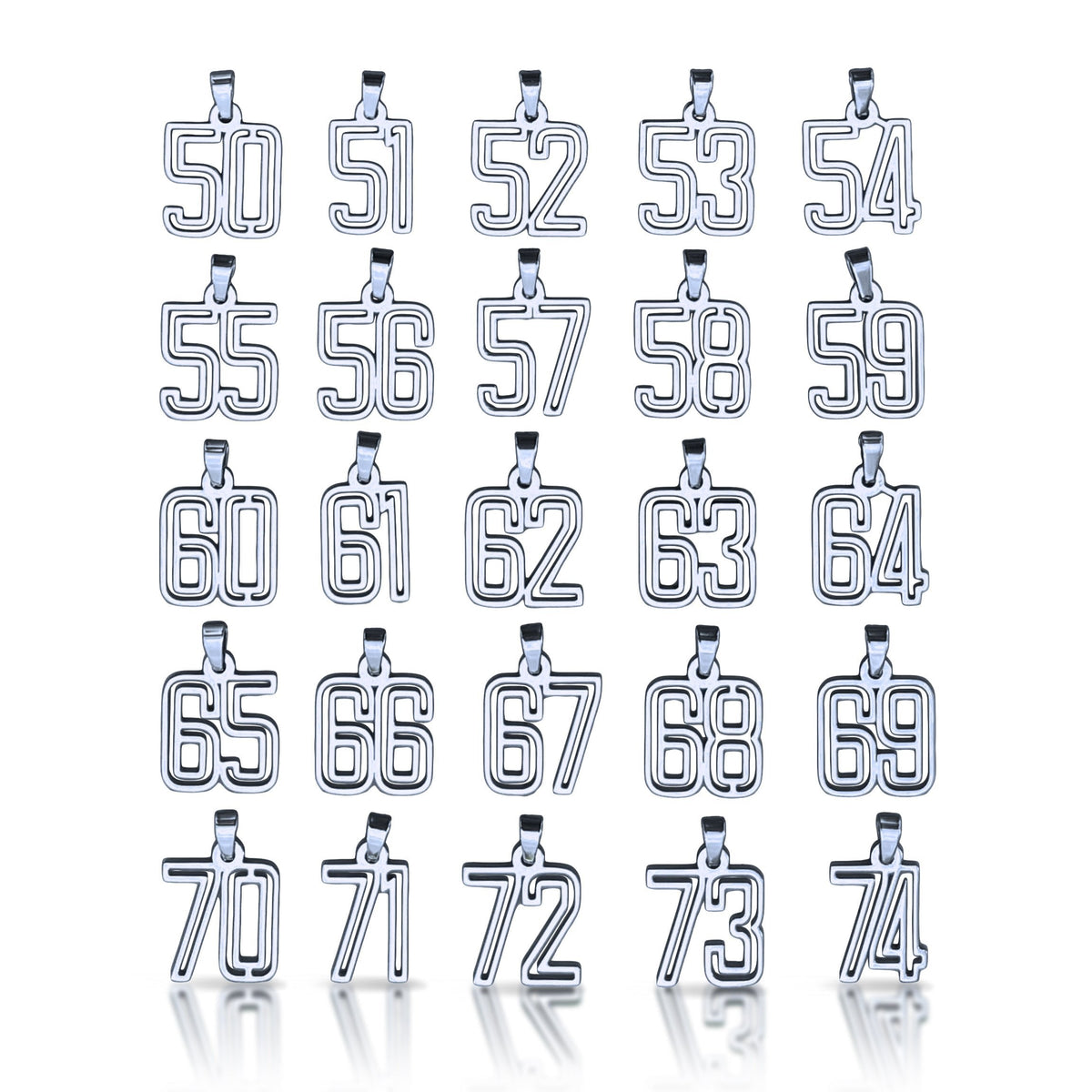 Varsity Number Pendant Necklace - Stainless Steel