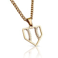 Home Plate Pendant Necklace - 14K Gold Plated Stainless Steel