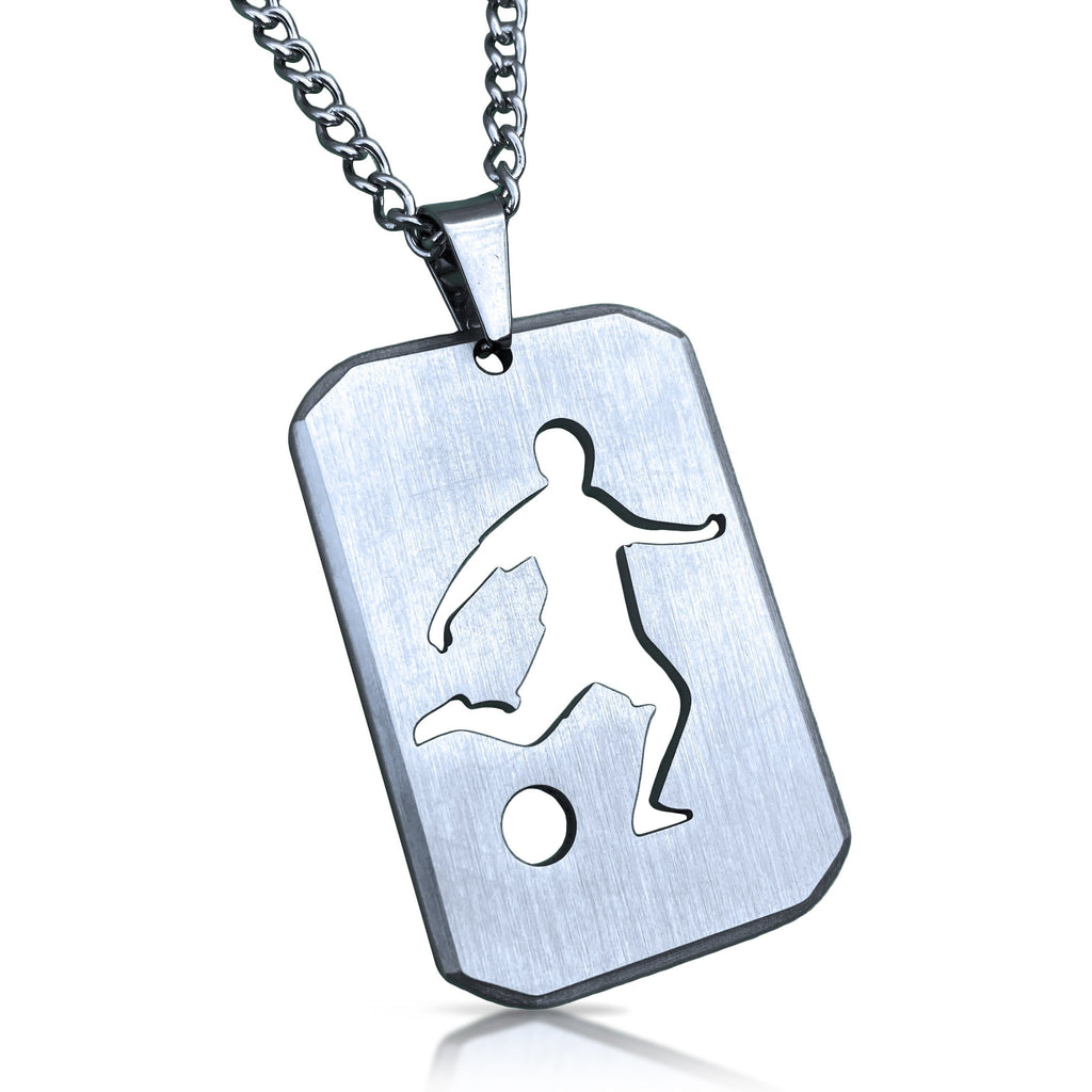 Soccer Cut Out Pendant Necklace - Stainless Steel