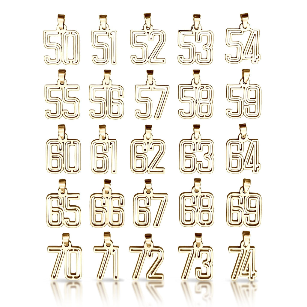 Varsity Number Pendant Necklace - 14K Gold Plated Stainless Steel