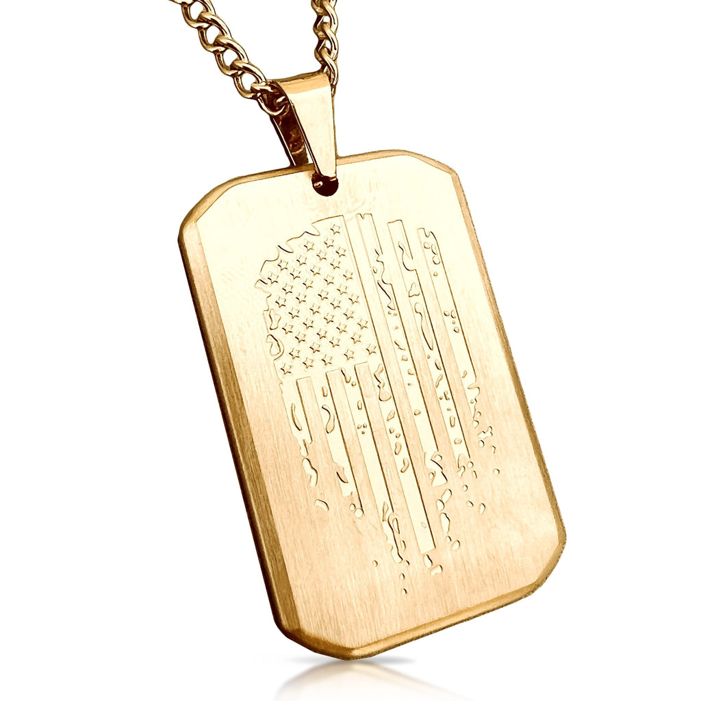 Patriot Pendant Necklace - 14K Gold Plated Stainless Steel