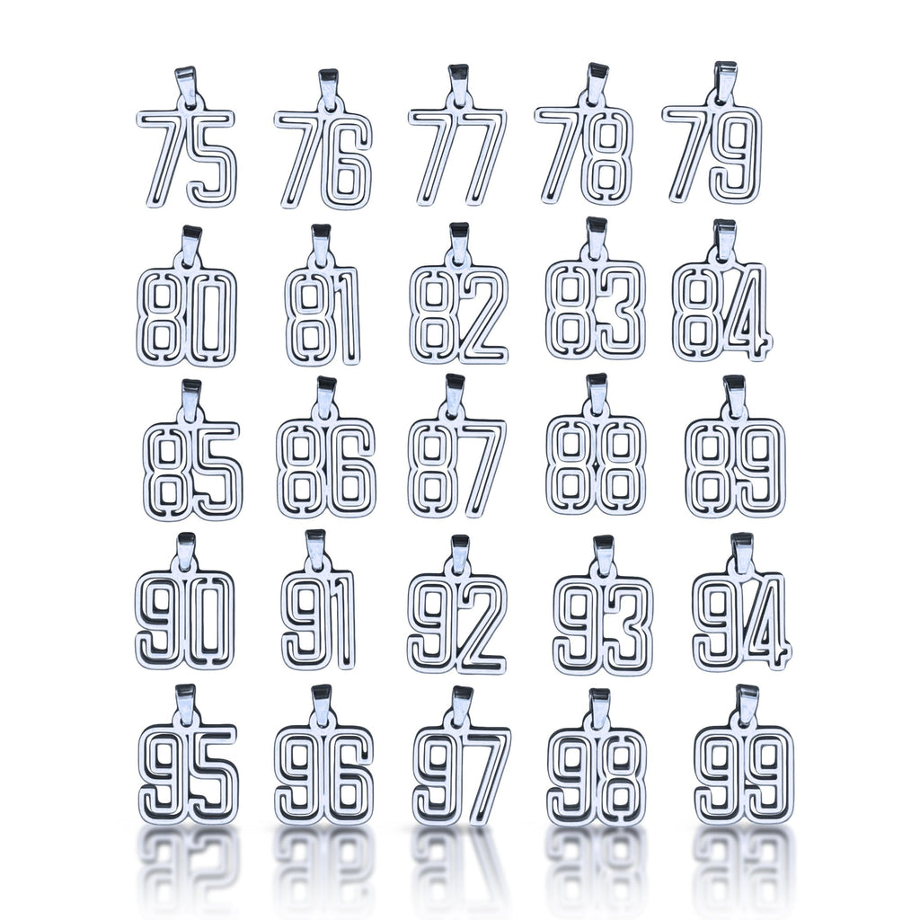 Varsity Number Pendant Necklace - Stainless Steel