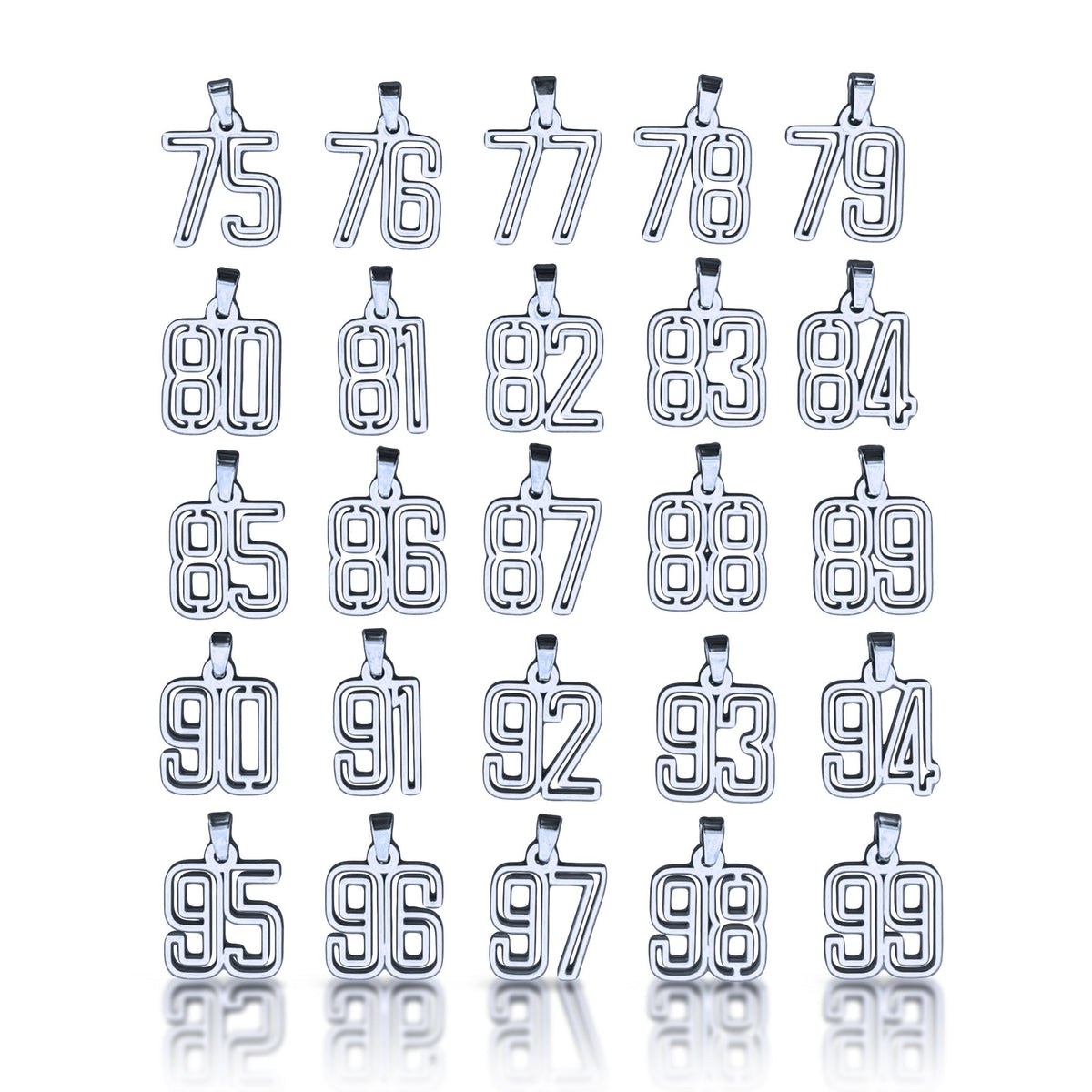 Varsity Number Pendant Necklace - Stainless Steel
