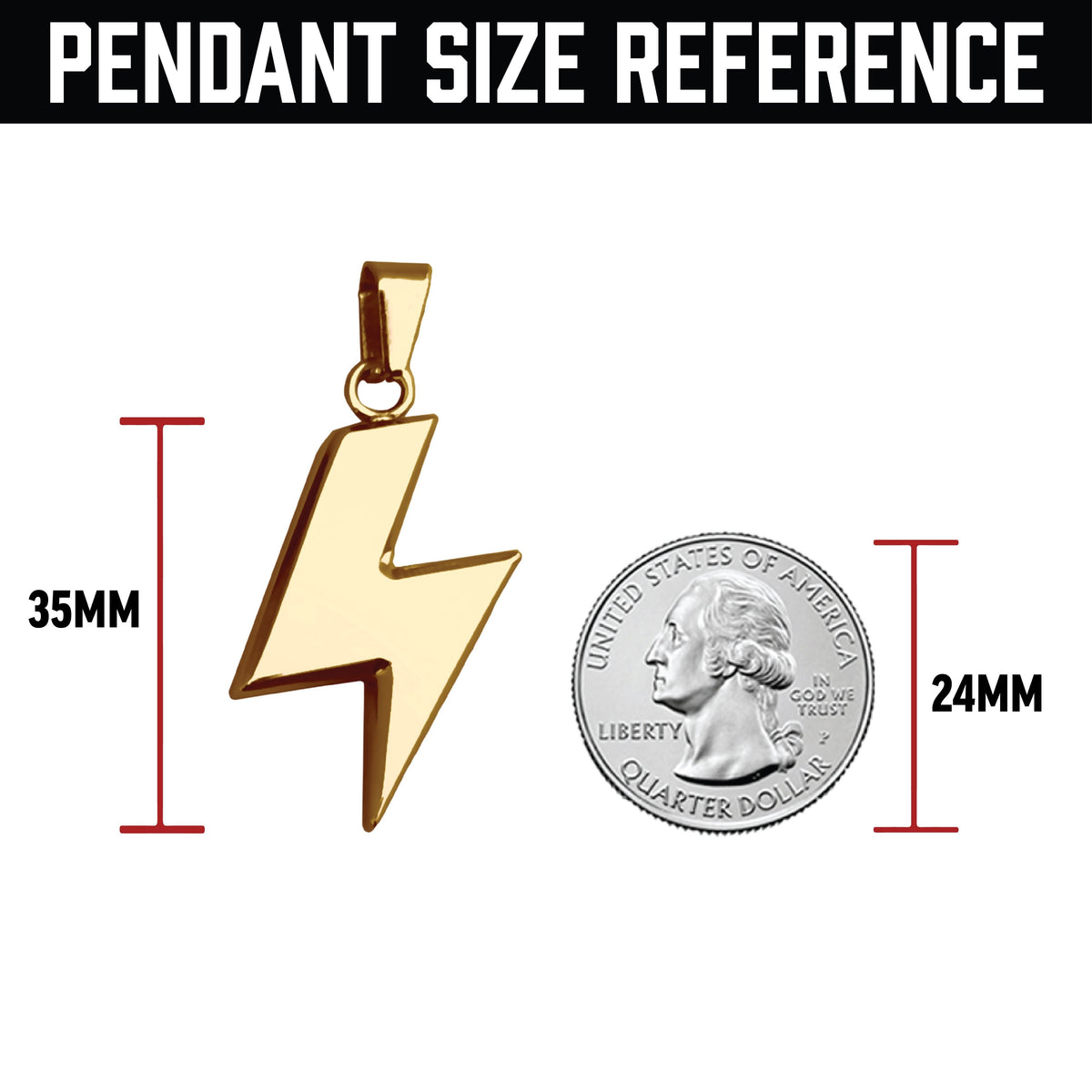Pro Lightning Bolt Pendant Necklace - 14K Gold Plated Stainless Steel