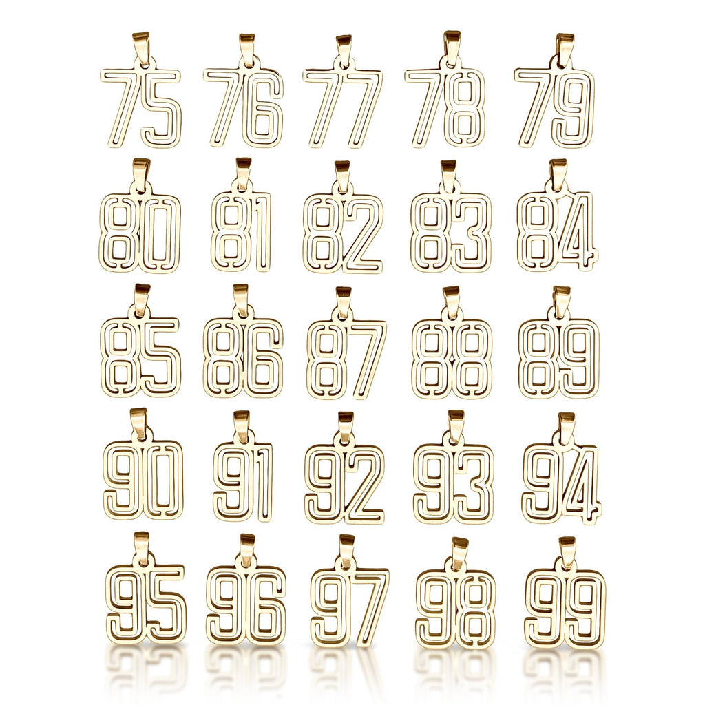 Varsity Number Pendant Necklace - 14K Gold Plated Stainless Steel