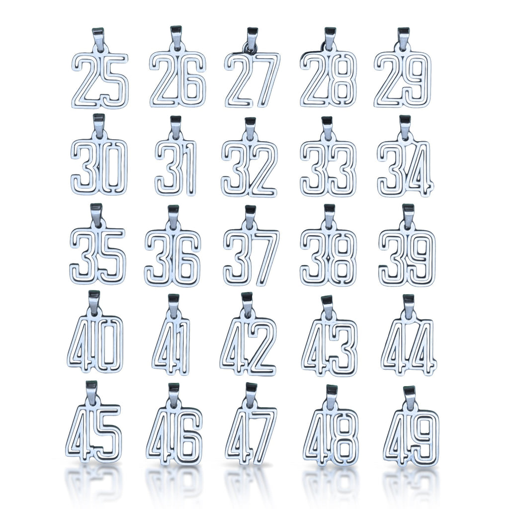 Varsity Number Pendant Necklace - Stainless Steel