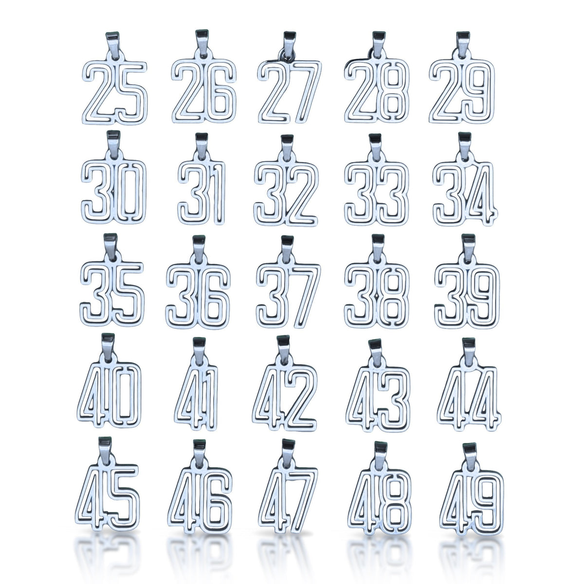 Varsity Number Pendant Necklace - Stainless Steel