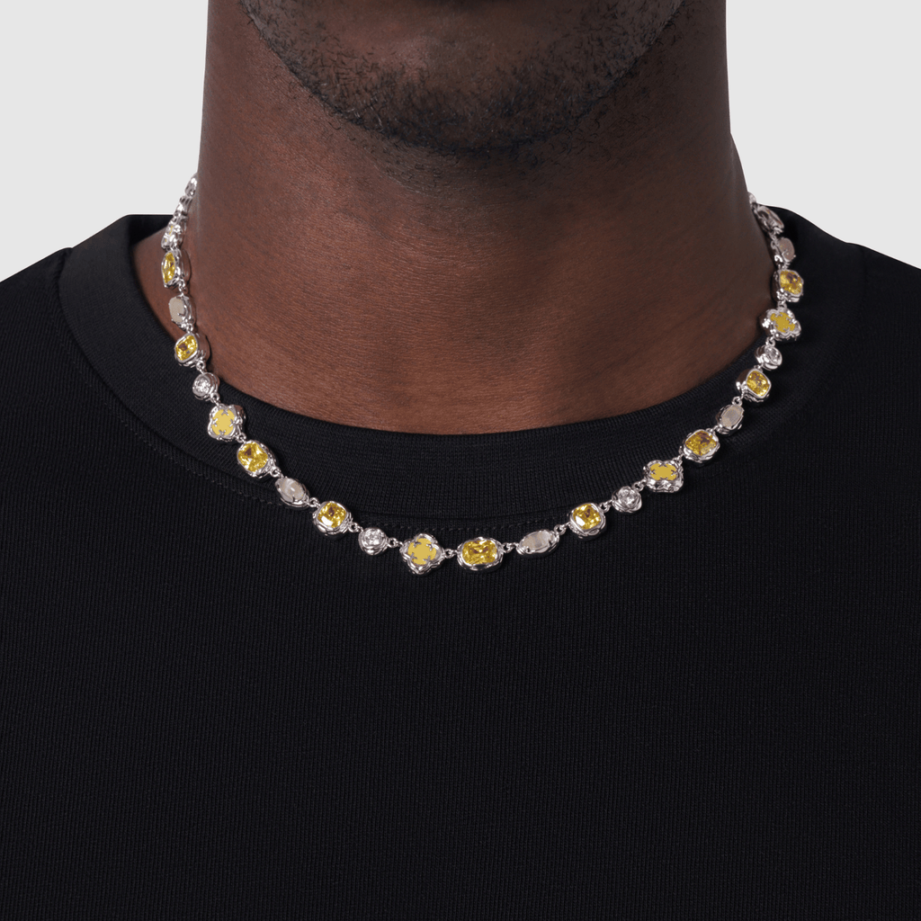 Melted Citrine Gemstone Necklace (Silver)