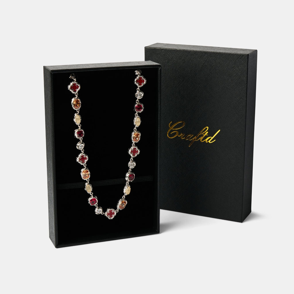 Melted Ruby Gemstone Necklace (Silver)