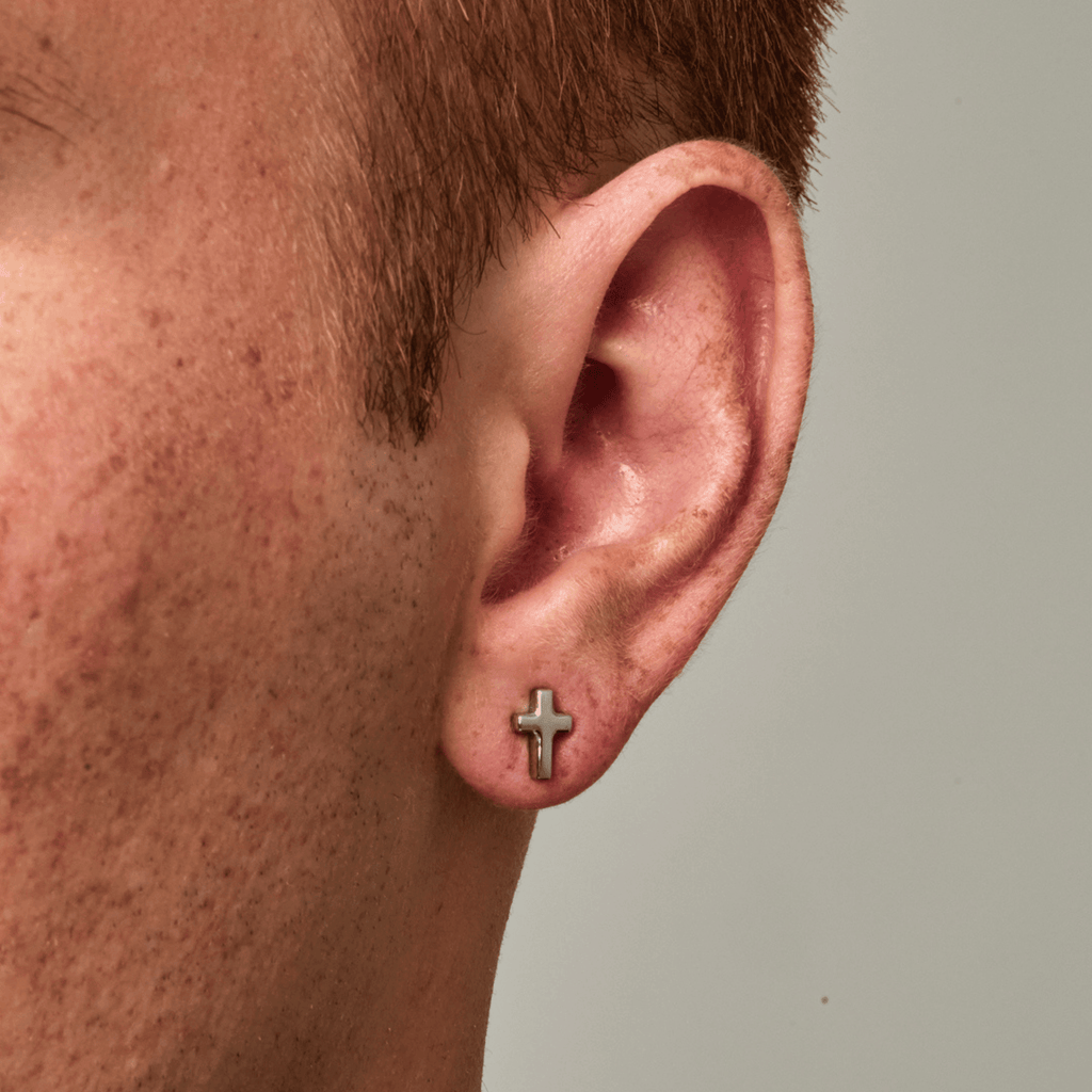 Cross Stud Earring (Silver)