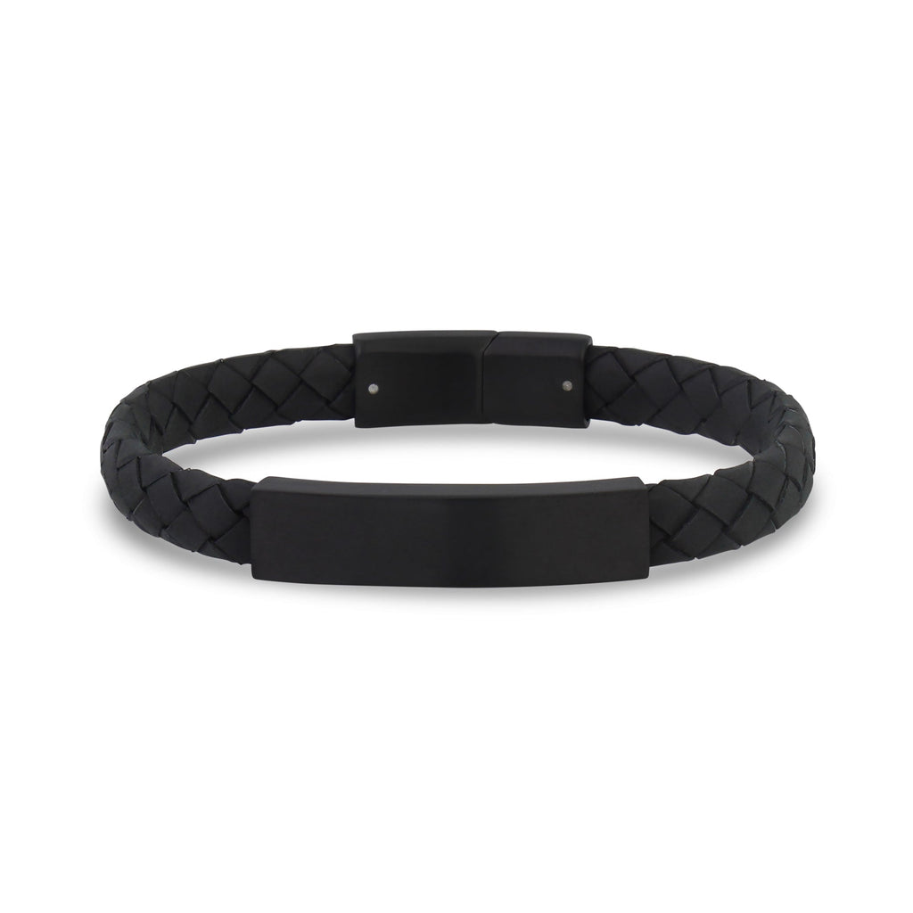 8mm Flat Leather ID Bracelet