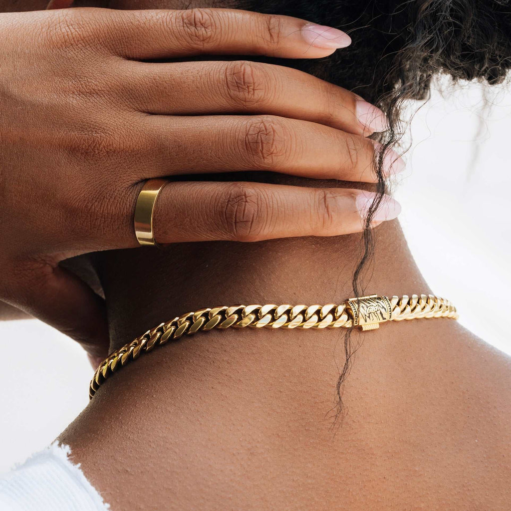 Solid Gold Miami Cuban Link Necklace in Yellow Gold - 8mm