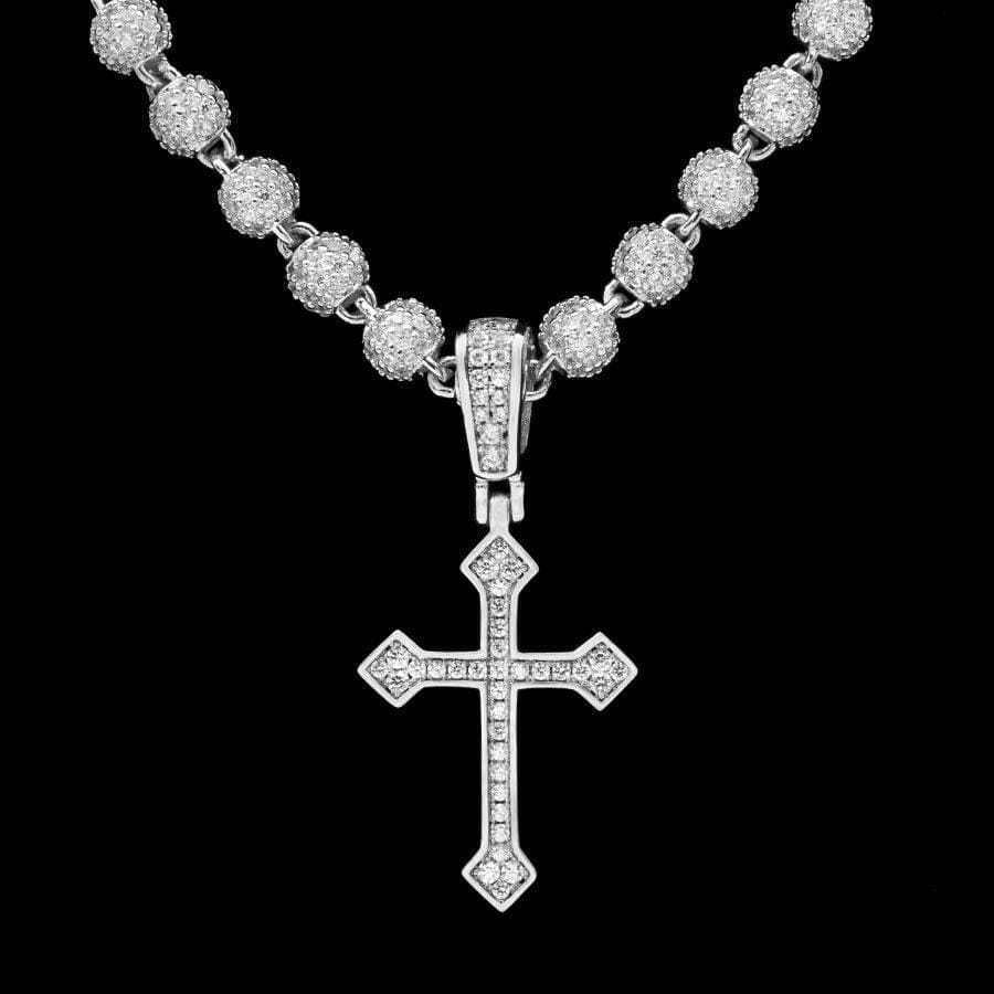 Iced Celtic Cross in White Gold