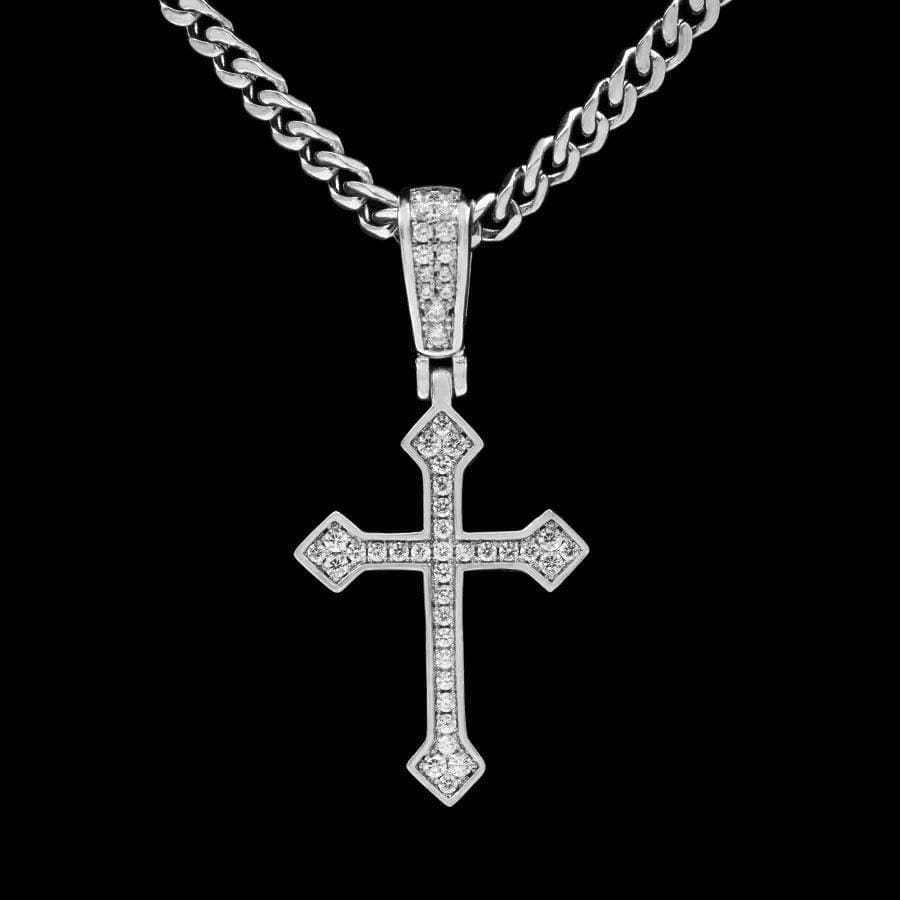 Iced Celtic Cross in White Gold