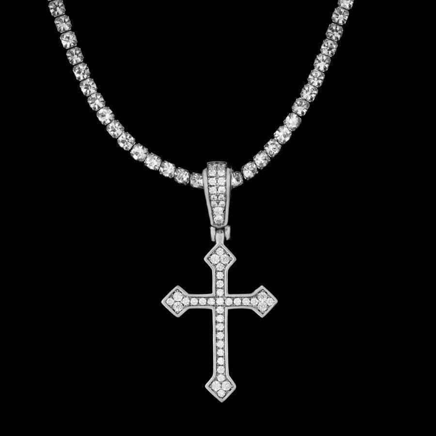 Iced Celtic Cross in White Gold