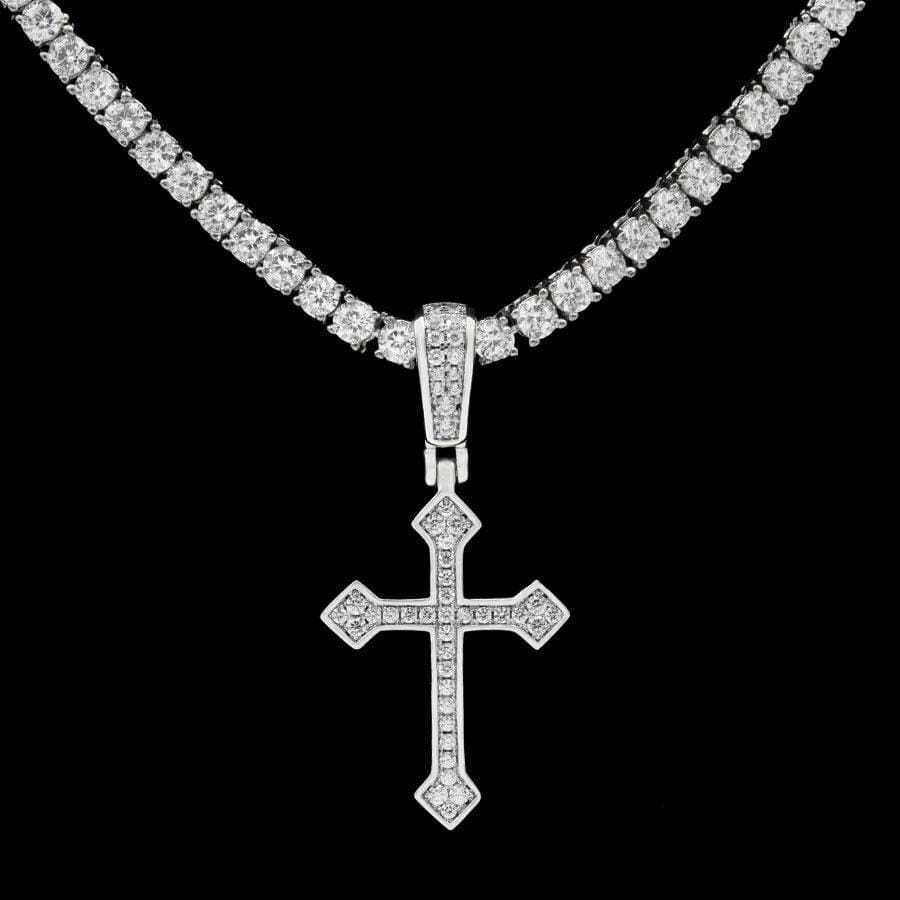 Iced Celtic Cross in White Gold