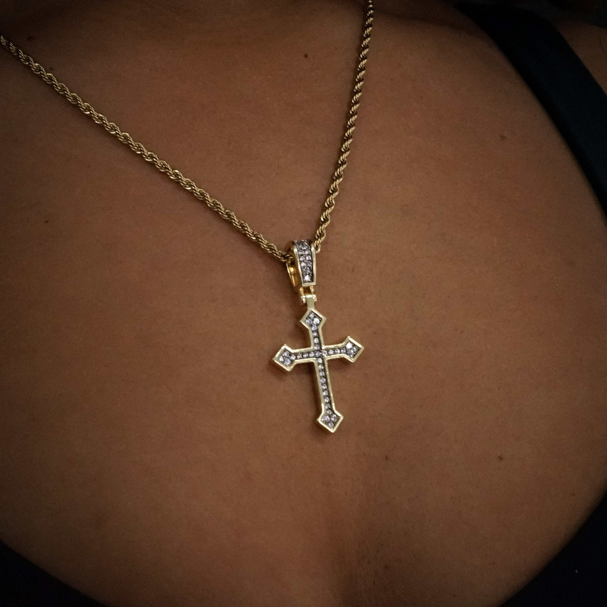 Solid Gold Iced Celtic Cross Pendant-VS Diamonds