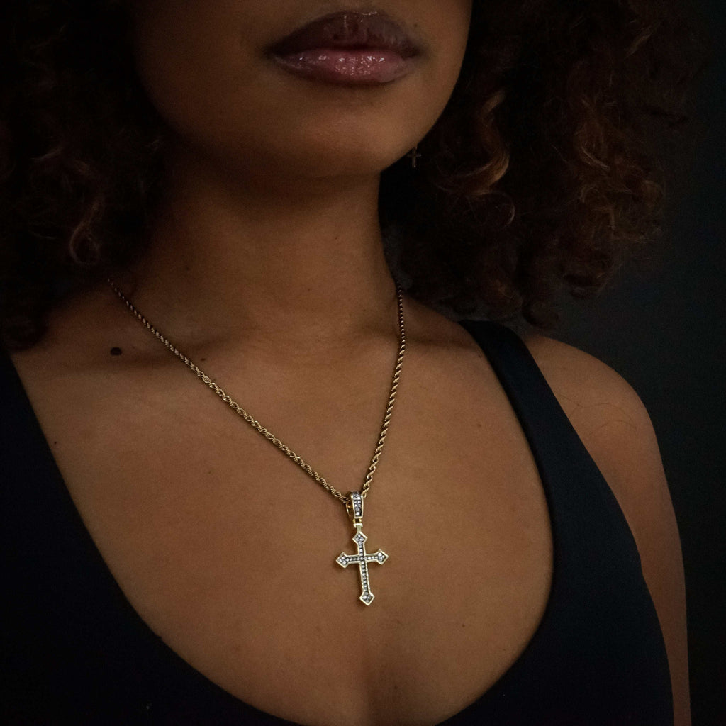 Solid Gold Iced Celtic Cross Pendant-VS Diamonds